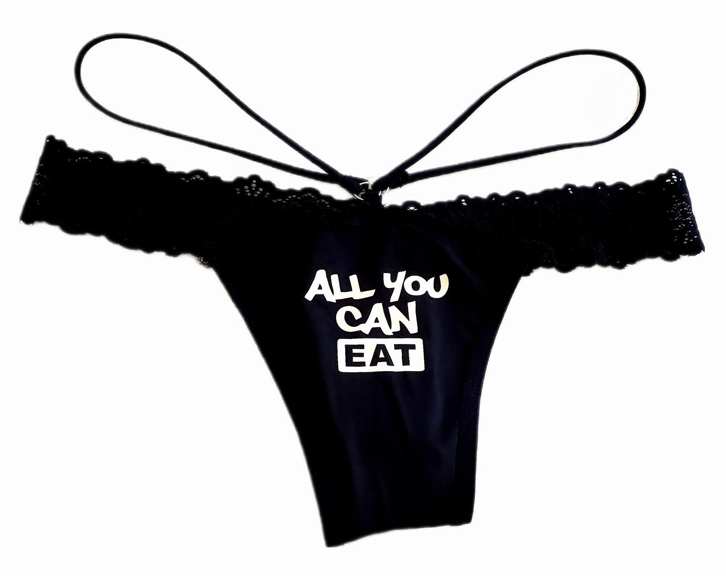 'All You Can Eat' Black Thong Panty