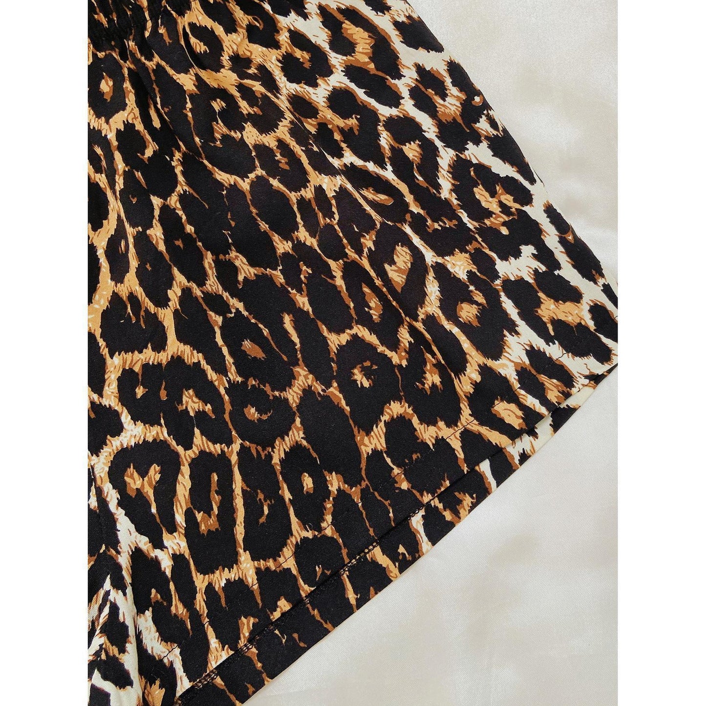 Women's Leopard Print Short Sleeve Pajamas Pajamas Suit