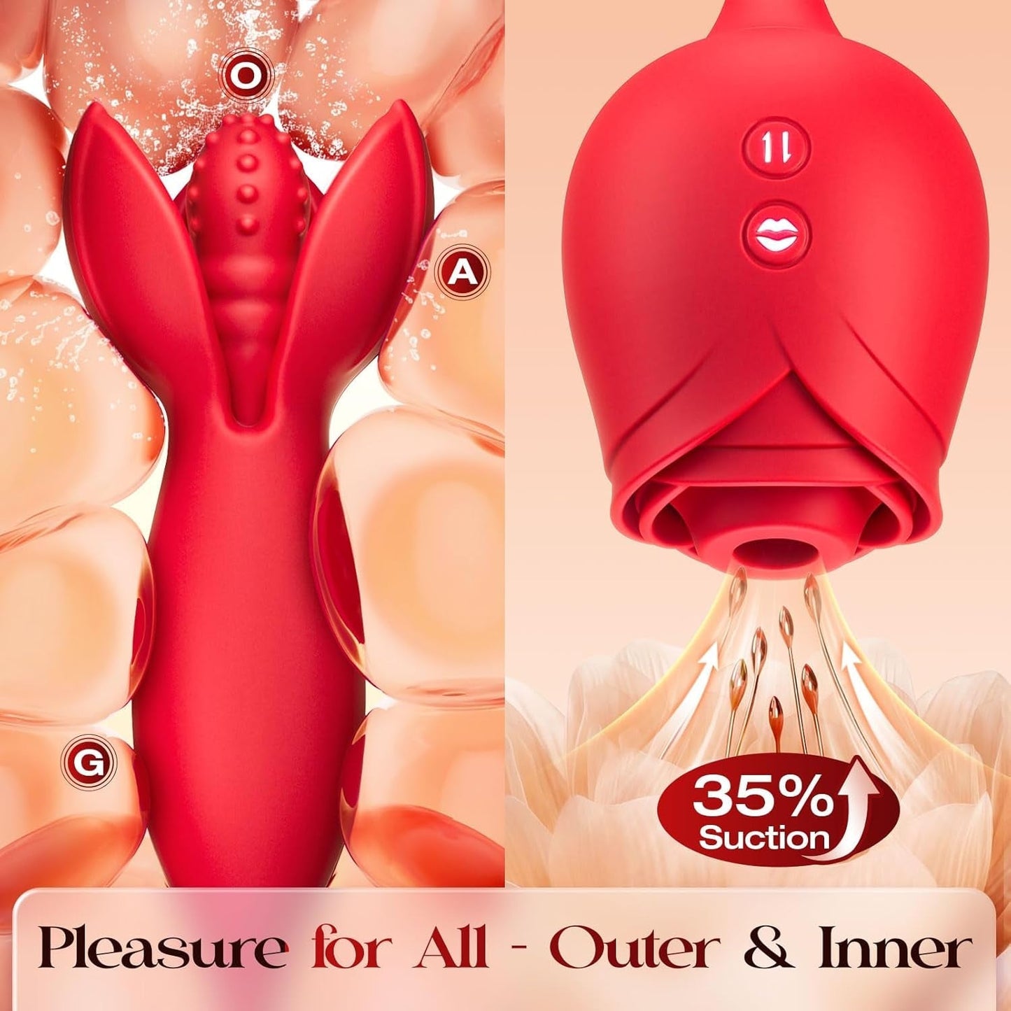 BloomRose AI Duo Sucking Vibrator & Thrusting Dildo