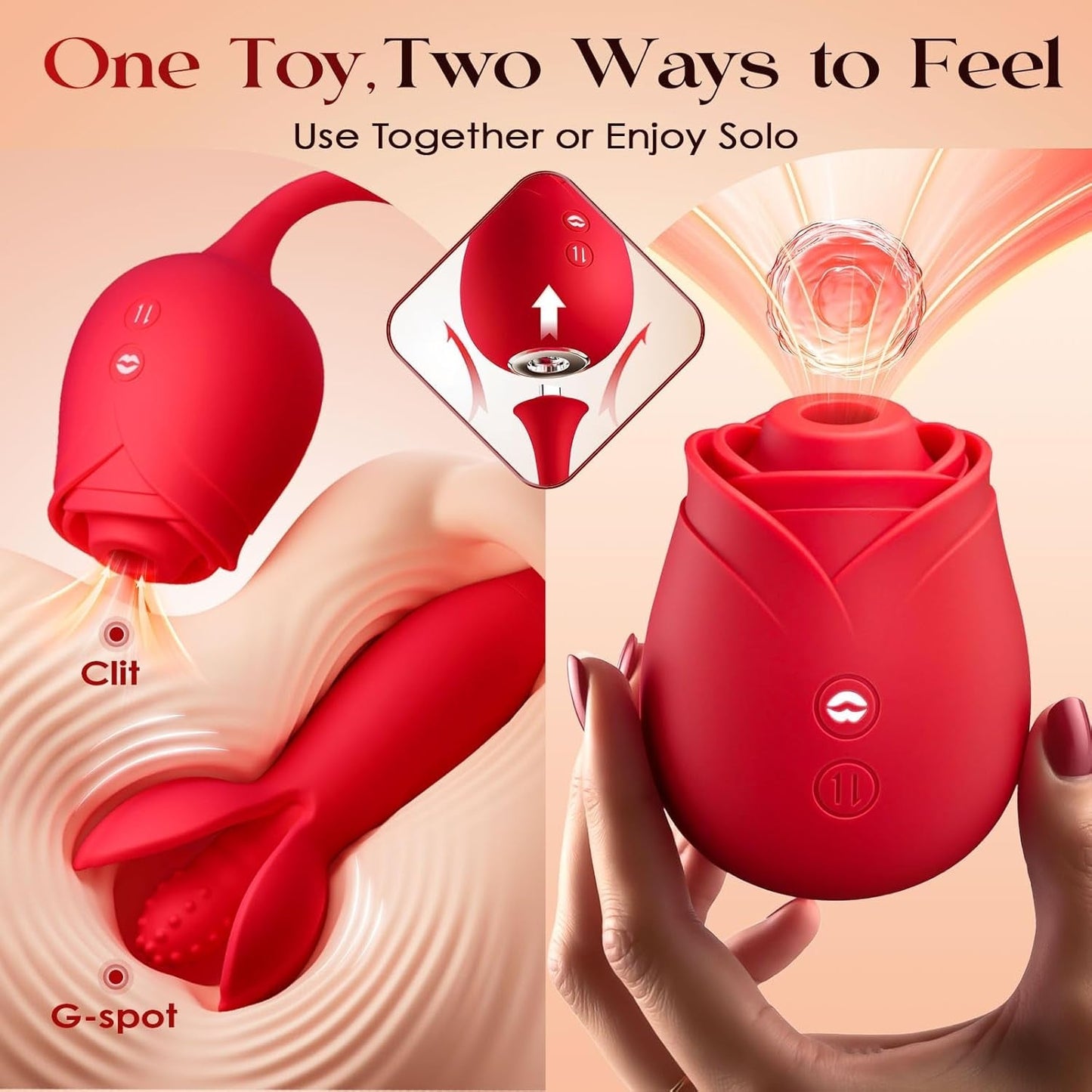 BloomRose AI Duo Sucking Vibrator & Thrusting Dildo
