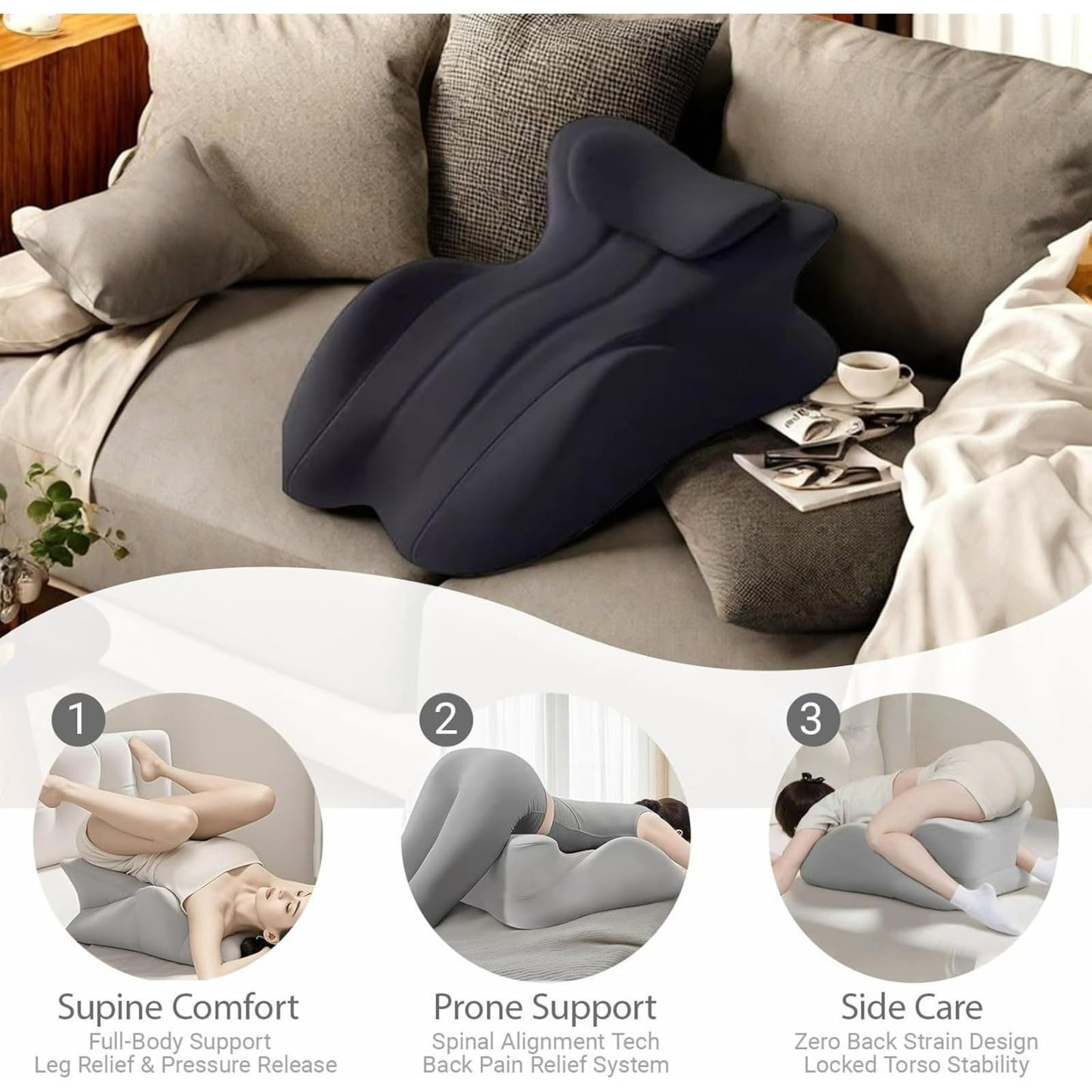 Grey Couples Intimate Support Wedge Pillow