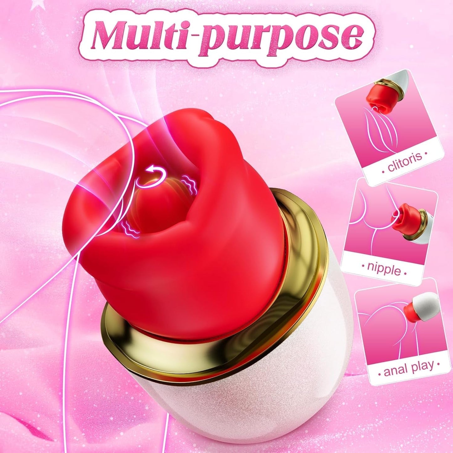 RoseAura 3-in-1 Rose Suction Tongue Vibrator